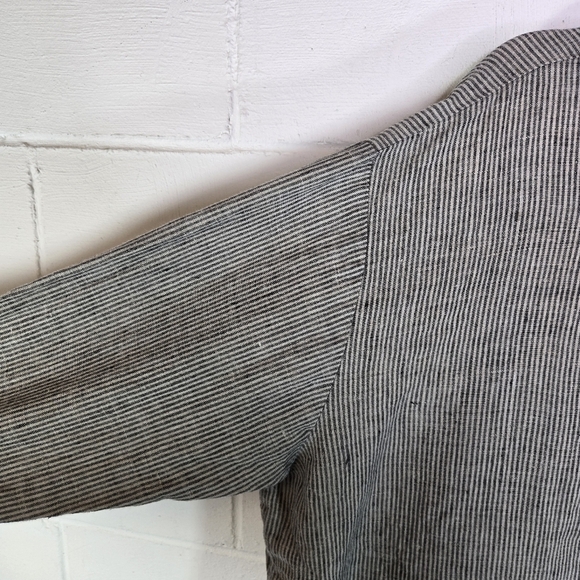 Vtg 90s Flax By Angelheart Striped Linen Button Down Lagenlook Shirt - Picture 11 of 11